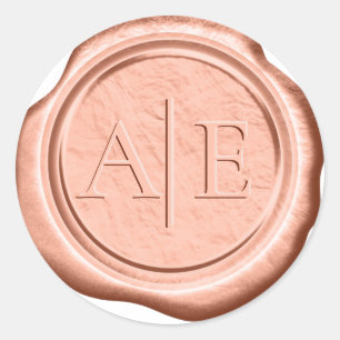 Adesivo Redondo Iniciais de Casamento de Cera Faux Terra Cotta ID9