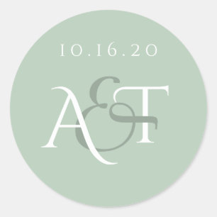 Adesivo Redondo Iniciais de Casamento de Sage de Casamento de Casa