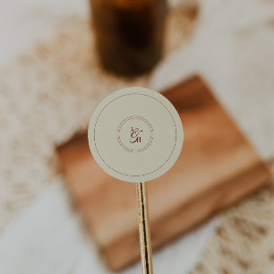 Adesivo Redondo Iniciais de casamento monograma creme marfim cláss
