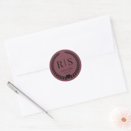 Adesivo Redondo Iniciais de Monograma de Casamento Romântico de Ro