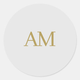 Adesivo Redondo Iniciais de Monograma de Cor Dourada Caligrafia Pr