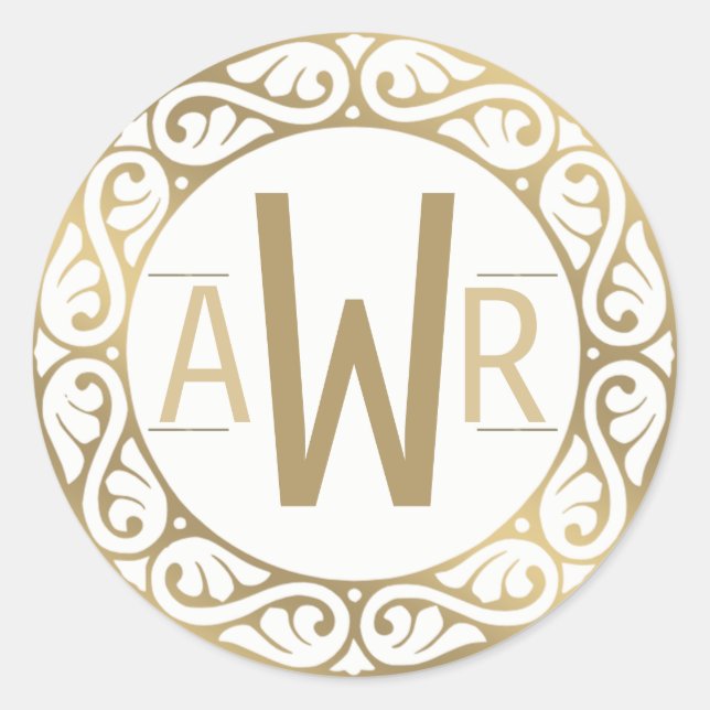 Adesivo Redondo Iniciais de Quadro de Rolagem Circular Dourados (Frente)