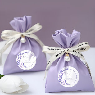 Adesivo Redondo Iniciais do Círculo de Folha Roxa