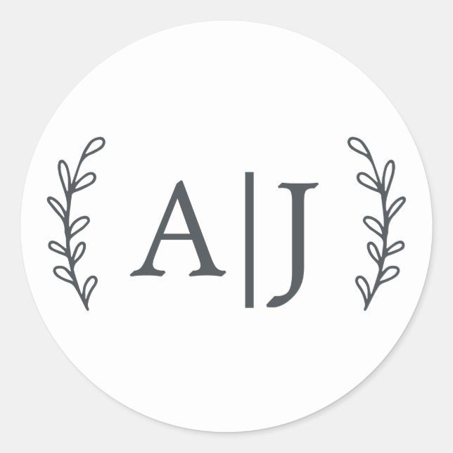 Adesivo Redondo Iniciais do Monograma Elegante Endereço de Devoluç (Frente)