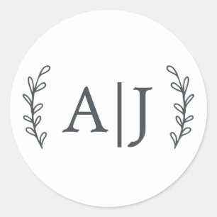 Adesivo Redondo Iniciais do Monograma Elegante Endereço de Devoluç