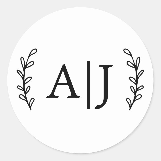 Adesivo Redondo Iniciais do Monograma Elegante Endereço de Devoluç (Frente)