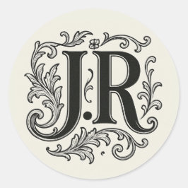 Adesivo Redondo Iniciais J.R com Decor