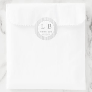 Adesivo Redondo Iniciais Minimalistas Cinza Elegantes