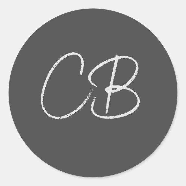 Adesivo Redondo Iniciais Mínimas de Monograma Moderno Profissional (Frente)