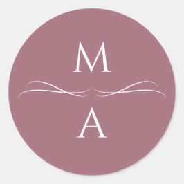 Adesivo Redondo Iniciais modernas e simples Rosa com poeira minima