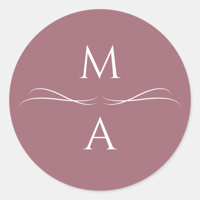 Adesivo Redondo Iniciais modernas e simples Rosa com poeira minima (Frente)