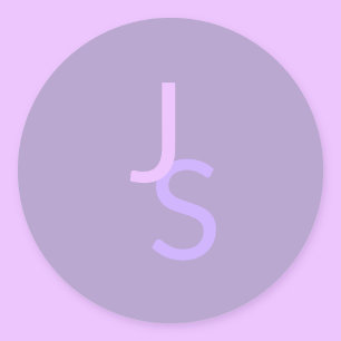 Adesivo Redondo Iniciais Monogramadas Sobrepostas Modernas   Roxo