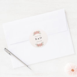 Adesivo Redondo Iniciais Personalizadas Favor de Casamento Jardim 