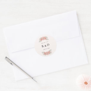 Adesivo Redondo Iniciais Personalizadas Favor de Casamento Jardim