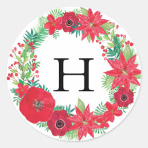 Iniciais personalizadas Floral Wreath Christmas