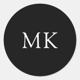 Adesivo Redondo Iniciais personalizados de monograma preto