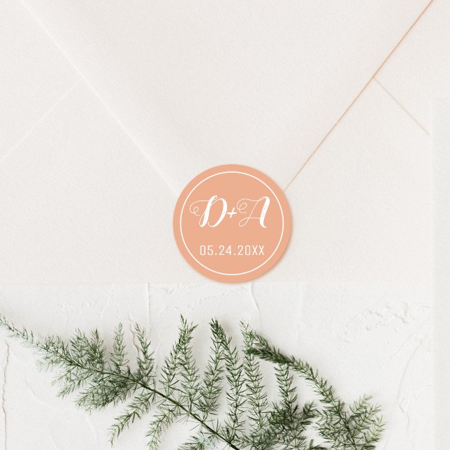 Adesivo Redondo Iniciais simples e elegantes para o casamento de p (Criador carregado)