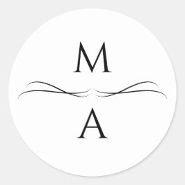 Adesivo Redondo Iniciais Simples, Pretas e Brancos, Modernos e Min