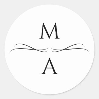 Adesivo Redondo Iniciais Simples, Pretas e Brancos, Modernos e Min
