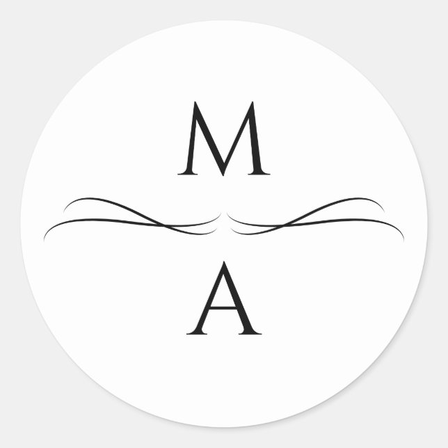 Adesivo Redondo Iniciais Simples, Pretas e Brancos, Modernos e Min (Frente)