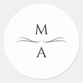 Adesivo Redondo Iniciais Simples, Pretas e Brancos, Modernos e Min