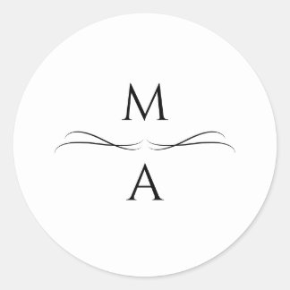Adesivo Redondo Iniciais Simples, Pretas e Brancos, Modernos e Min