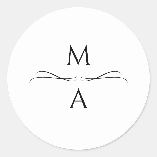 Adesivo Redondo Iniciais Simples, Pretas e Brancos, Modernos e Min (Frente)