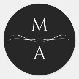 Adesivo Redondo Iniciais Simples, Pretas e Brancos, Modernos e Min