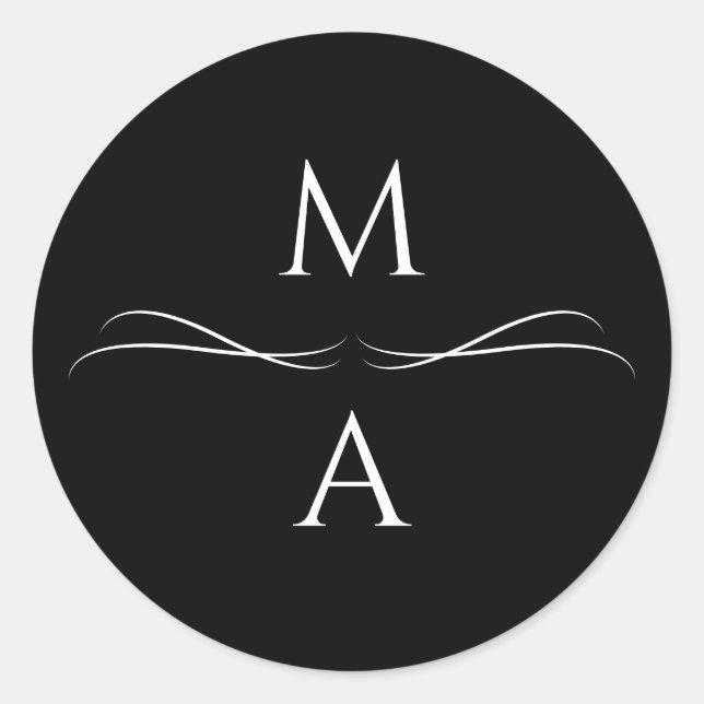 Adesivo Redondo Iniciais Simples, Pretas e Brancos, Modernos e Min (Frente)