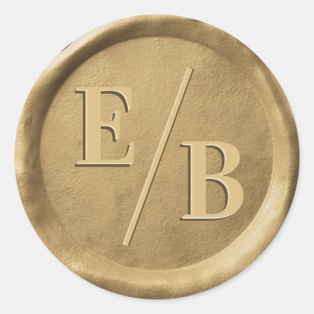 Adesivo Redondo Iniciais Vinhetas de Envelope Dourado de Carapaça  (Frente)