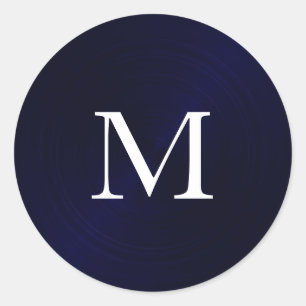 Adesivo Redondo Inicial metálica escovada azuis marinhos do