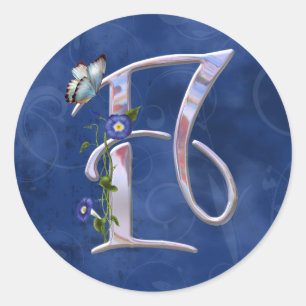 Adesivo Redondo Inicial preciosa F da borboleta