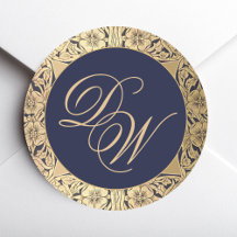 Inicial Vintage 2 Monograma Azul Naval Rosas Doura