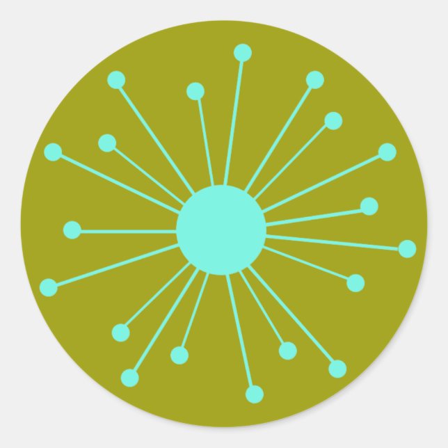 Adesivo Redondo Inicialização do Retro do meio século (Frente)