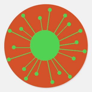 Adesivo Redondo Inicialização do Retro do meio século
