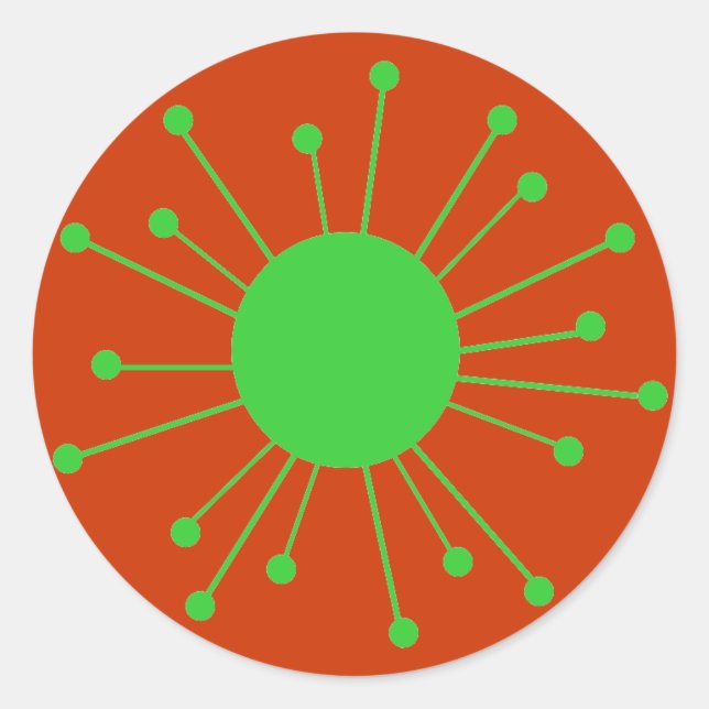Adesivo Redondo Inicialização do Retro do meio século (Frente)