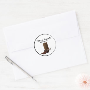 Adesivo Redondo Inicialização Personalizada do Cowboy de Estado da