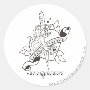 Adesivo Redondo Inimigos para sempre 1 de Tom e de Jerry