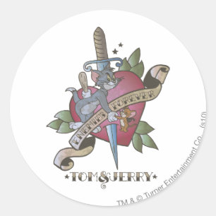 Adesivo Redondo Inimigos para sempre 2 de Tom e de Jerry