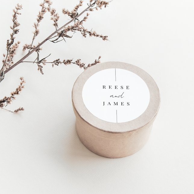 Adesivo Redondo Inline | Casamento Personalizado Mínimo Moderno (Criador carregado)