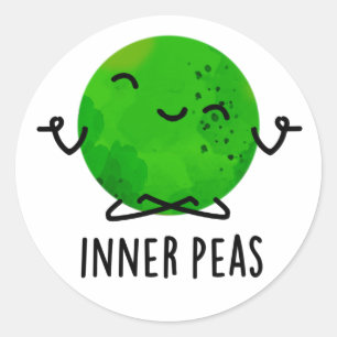 Adesivo Redondo Inner Peas Cute Meditando Pun Pea