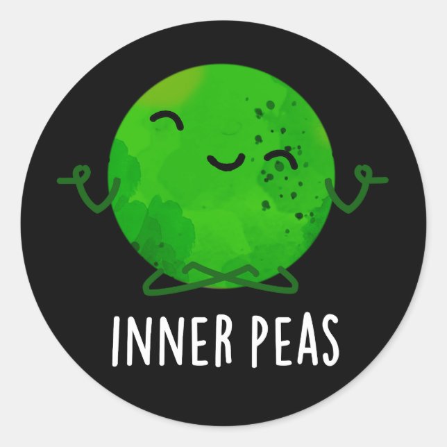 Adesivo Redondo Inner Peas Funny Meditando Pea Pun Dark BG (Frente)