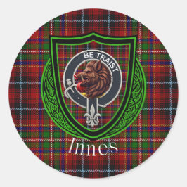 Adesivo Redondo Innes Scottish Clan Tartan & Crest