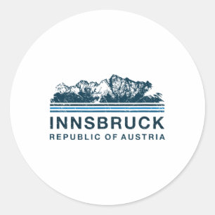 Adesivo Redondo Innsbruck Austria Monta O Esqui Austríaco Vintag