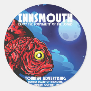 Adesivo Redondo Innsmouth Viagens vintage Lovecraft