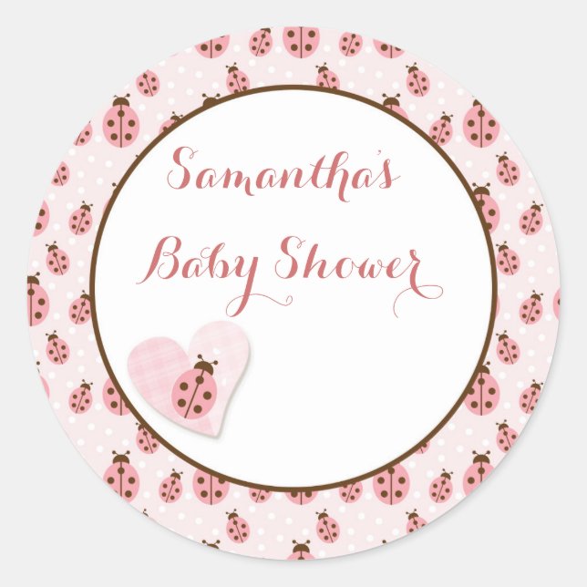 Adesivo Redondo Inseto De Amor Rosa, Menina (Frente)