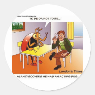 Adesivo Redondo Inseto Engraçado Atuante Camisetas de Cartoons pre