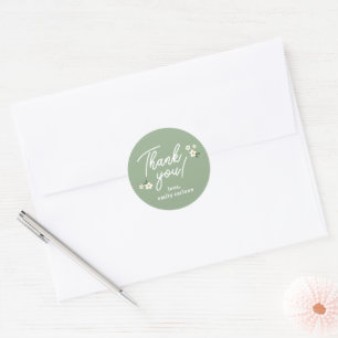 Adesivo Redondo Inseto Floral Sage Green Baby Chá