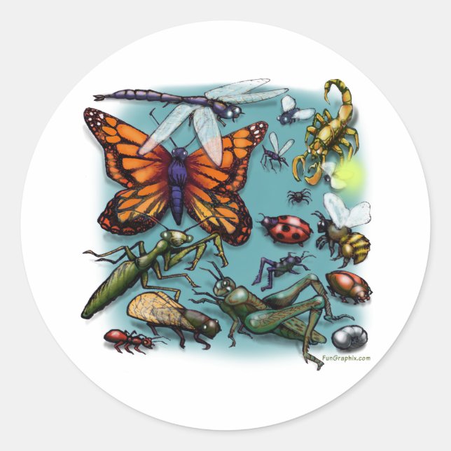 Adesivo Redondo Insetos (Frente)