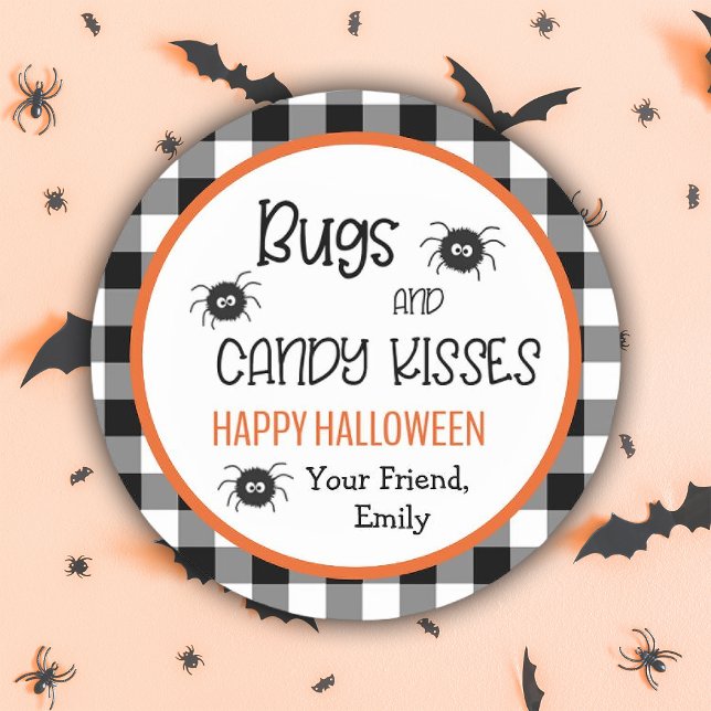 Adesivo Redondo Insetos bonitos e Kisses do Festa do Dia das Bruxa (Cute Bugs & Kisses Halloween Party Favors for Kids Classic Round Sticker)